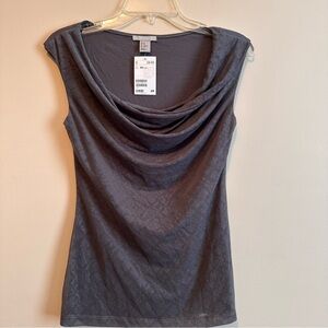 NWT H&M Gray Sleeveless Blouse XS Cowl Neck